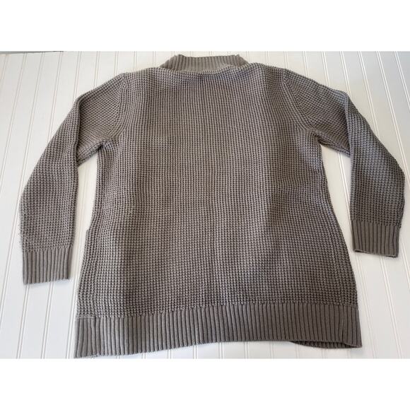Gray Knit Open No Buttons Cardigan Sweater Long Pockets - Size Women's Large - Picture 5 of 6